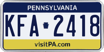 PA license plate KFA2418