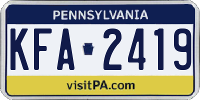 PA license plate KFA2419