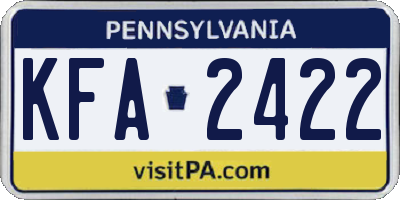 PA license plate KFA2422