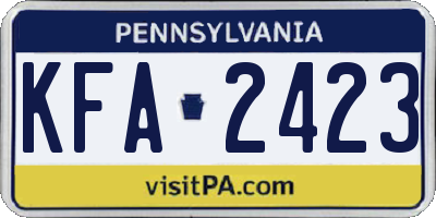 PA license plate KFA2423