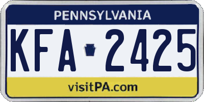 PA license plate KFA2425