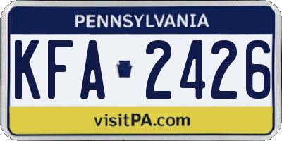 PA license plate KFA2426