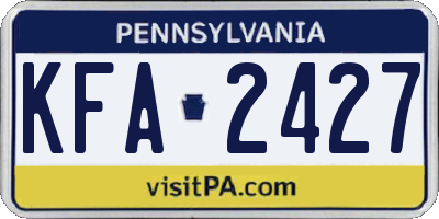 PA license plate KFA2427