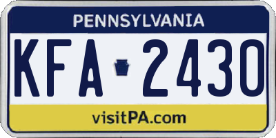 PA license plate KFA2430