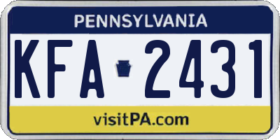 PA license plate KFA2431