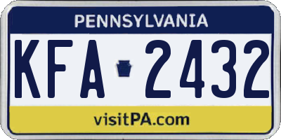 PA license plate KFA2432