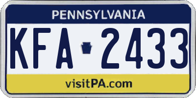 PA license plate KFA2433