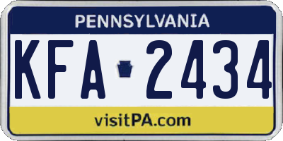 PA license plate KFA2434