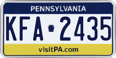 PA license plate KFA2435