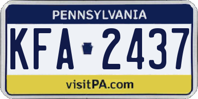 PA license plate KFA2437