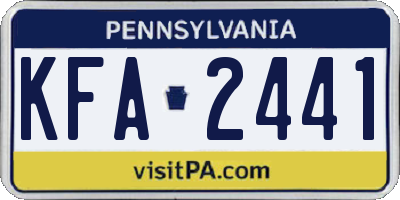 PA license plate KFA2441
