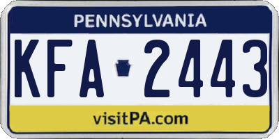 PA license plate KFA2443