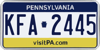 PA license plate KFA2445