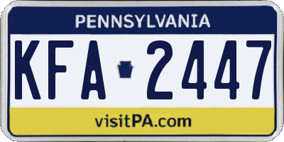 PA license plate KFA2447