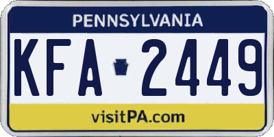 PA license plate KFA2449