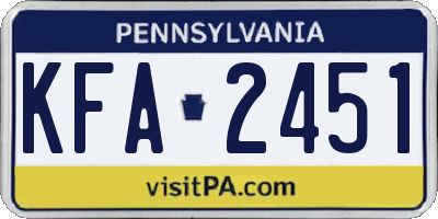 PA license plate KFA2451