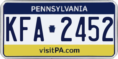 PA license plate KFA2452