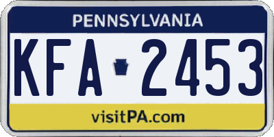 PA license plate KFA2453