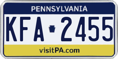 PA license plate KFA2455