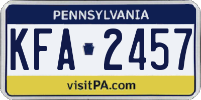 PA license plate KFA2457