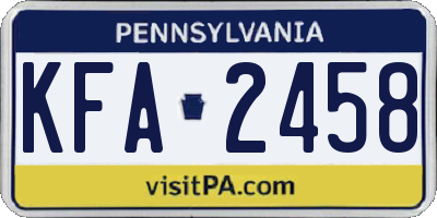 PA license plate KFA2458