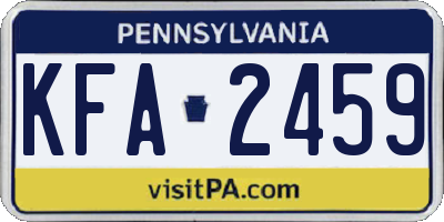 PA license plate KFA2459