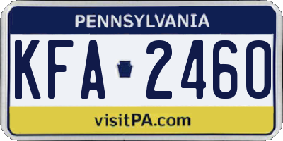 PA license plate KFA2460