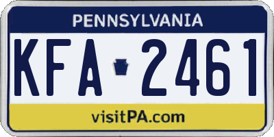 PA license plate KFA2461