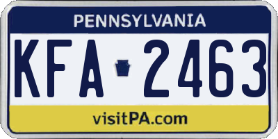 PA license plate KFA2463
