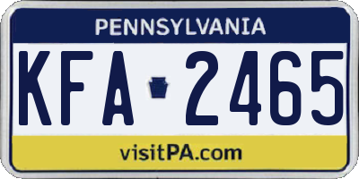 PA license plate KFA2465