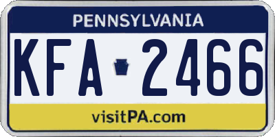 PA license plate KFA2466