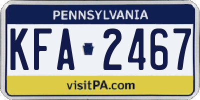 PA license plate KFA2467