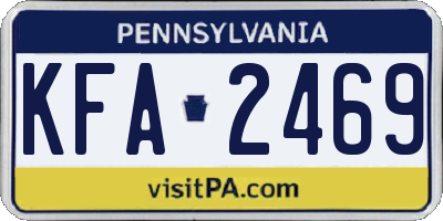 PA license plate KFA2469
