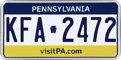 PA license plate KFA2472