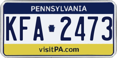 PA license plate KFA2473
