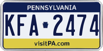 PA license plate KFA2474