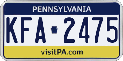 PA license plate KFA2475
