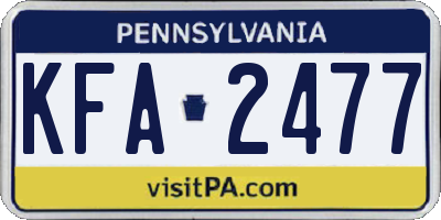 PA license plate KFA2477