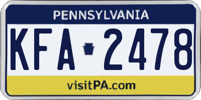 PA license plate KFA2478