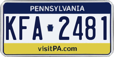 PA license plate KFA2481