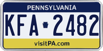 PA license plate KFA2482