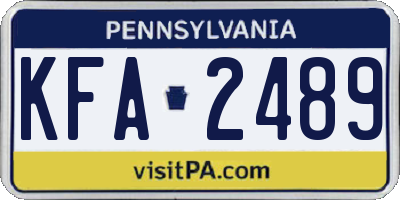 PA license plate KFA2489