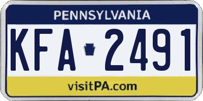 PA license plate KFA2491