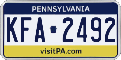 PA license plate KFA2492