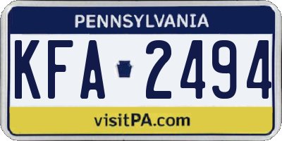 PA license plate KFA2494