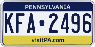 PA license plate KFA2496