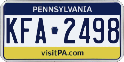 PA license plate KFA2498
