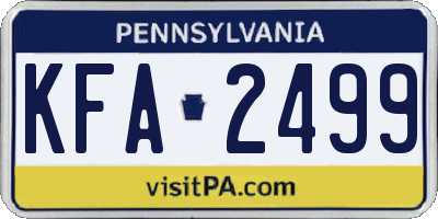 PA license plate KFA2499