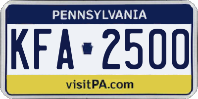 PA license plate KFA2500