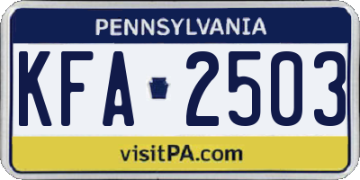 PA license plate KFA2503
